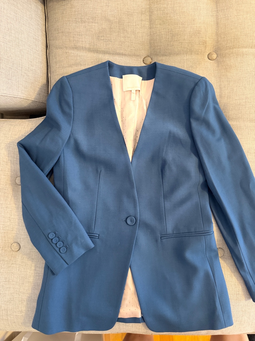 Rebecca Taylor Teal Blazer jacket suit tailored wool blend sz4